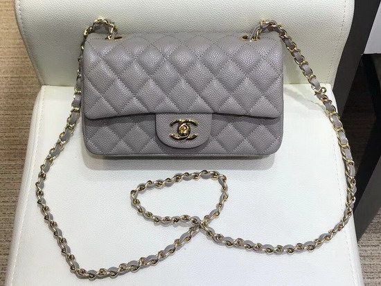 Chanel Small Caviar Flap Bag in Grey with Gold Hardware