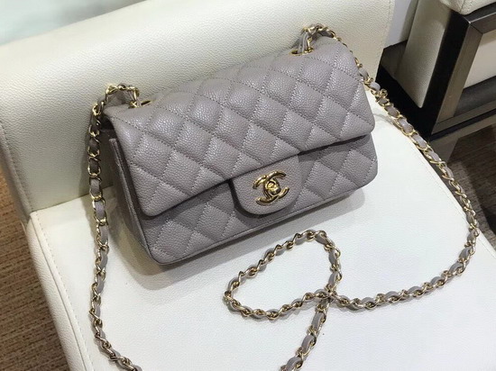 Chanel Small Caviar Flap Bag in Grey with Gold Hardware