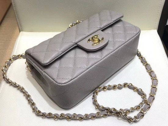 Chanel Small Caviar Flap Bag in Grey with Gold Hardware