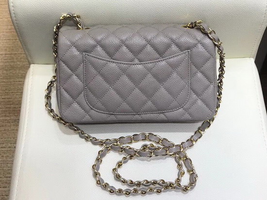 Chanel Small Caviar Flap Bag in Grey with Gold Hardware