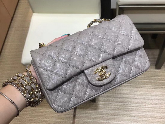 Chanel Small Caviar Flap Bag in Grey with Gold Hardware