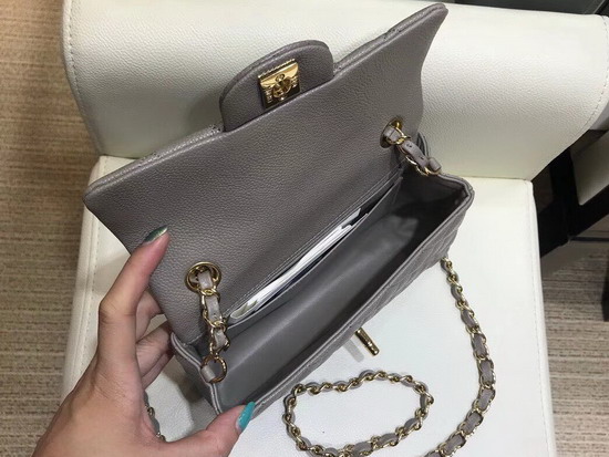 Chanel Small Caviar Flap Bag in Grey with Gold Hardware