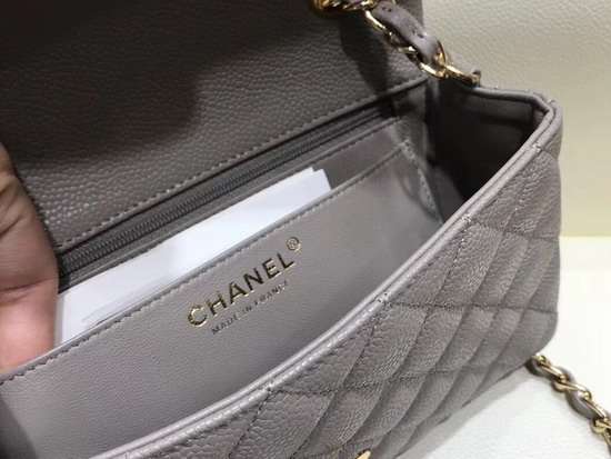 Chanel Small Caviar Flap Bag in Grey with Gold Hardware