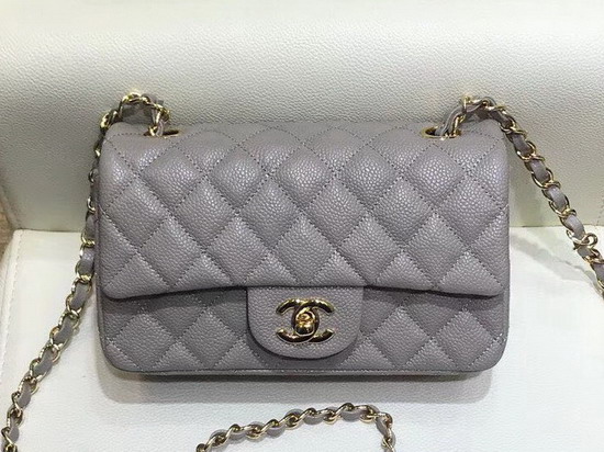 Chanel Small Caviar Flap Bag in Grey with Gold Hardware