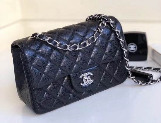 Chanel Small Caviar Flap Bag in Pearl Black Grained Calfskin