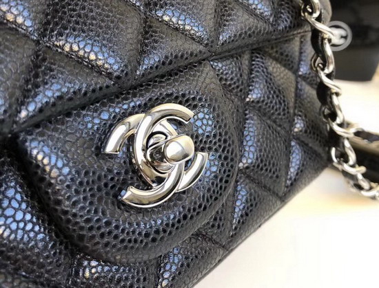 Chanel Small Caviar Flap Bag in Pearl Black Grained Calfskin