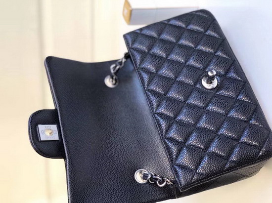 Chanel Small Caviar Flap Bag in Pearl Black Grained Calfskin