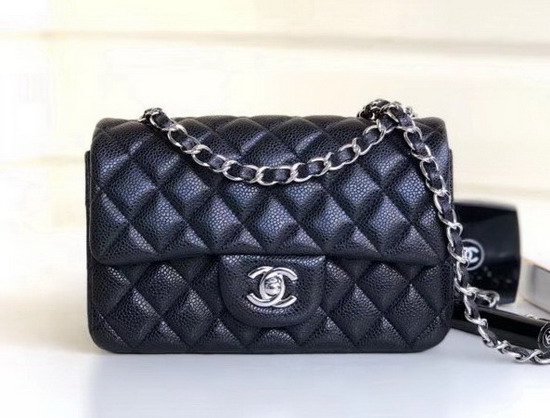 Chanel Small Caviar Flap Bag in Pearl Black Grained Calfskin