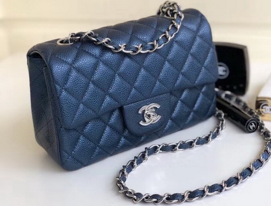 Chanel Small Caviar Flap Bag in Pearl Blue