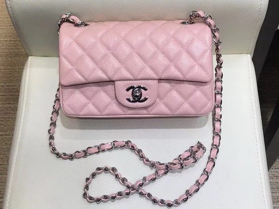 Chanel Small Caviar Flap Bag in Pink with Silver Hardware