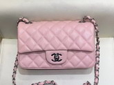 Chanel Small Caviar Flap Bag in Pink with Silver Hardware