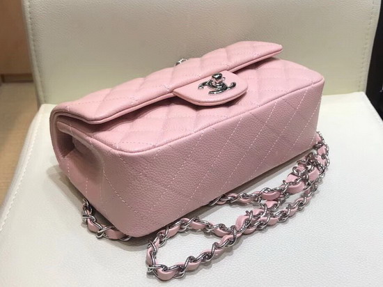 Chanel Small Caviar Flap Bag in Pink with Silver Hardware