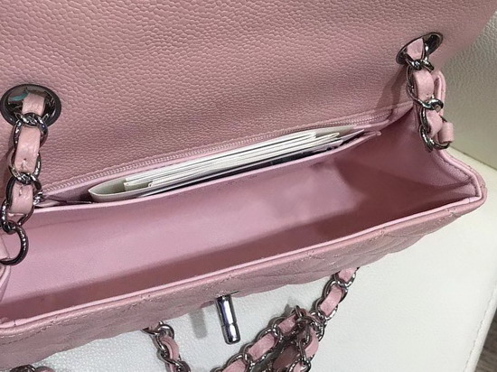 Chanel Small Caviar Flap Bag in Pink with Silver Hardware