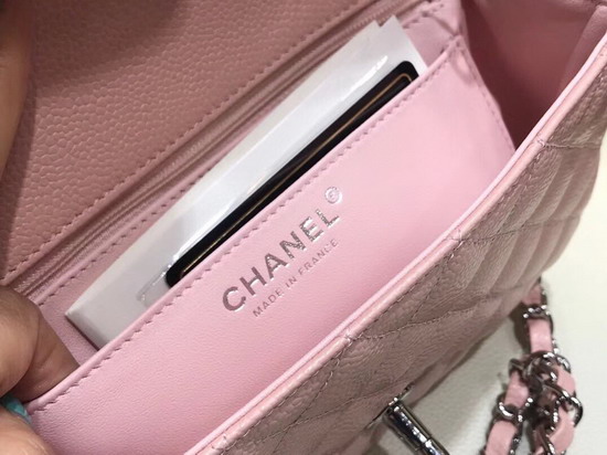 Chanel Small Caviar Flap Bag in Pink with Silver Hardware