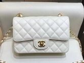 Chanel Small Caviar Flap Bag in White with Gold Metal