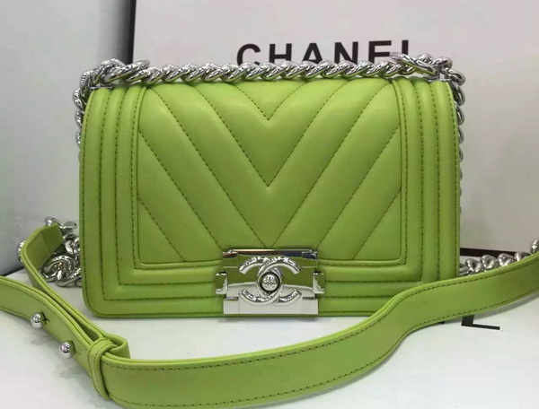 Chanel Small Chevron Le Boy Apple Green Calfskin for Sale