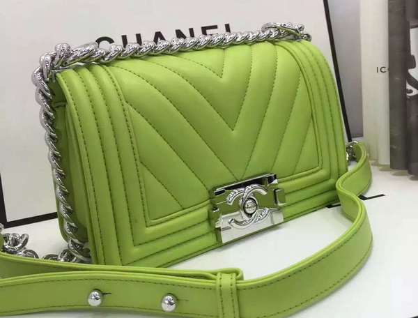 Chanel Small Chevron Le Boy Apple Green Calfskin for Sale