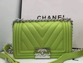 Chanel Small Chevron Le Boy Apple Green Calfskin for Sale