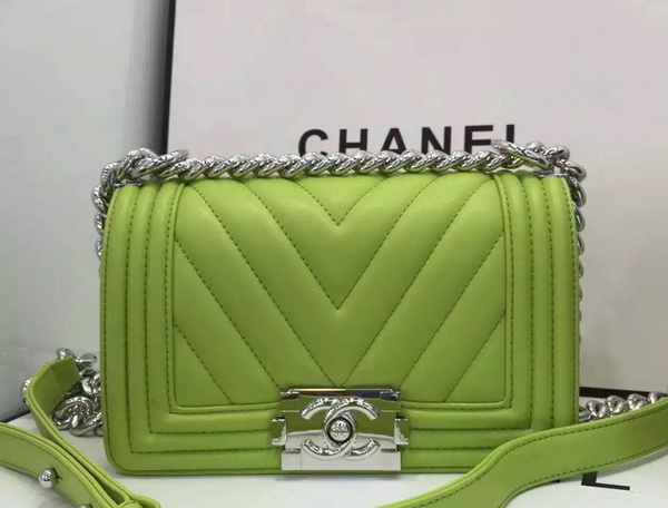 Chanel Small Chevron Le Boy Apple Green Calfskin for Sale