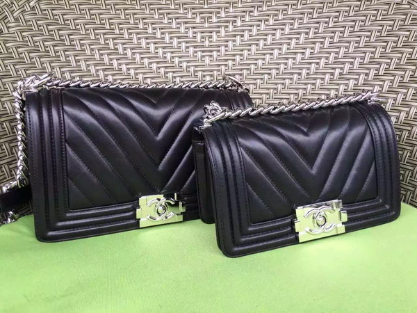 Chanel Small Chevron Le Boy Black Calfskin for Sale