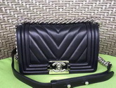 Chanel Small Chevron Le Boy Black Calfskin for Sale