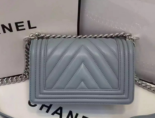 Chanel Small Chevron Le Boy Grey Calfskin for Sale