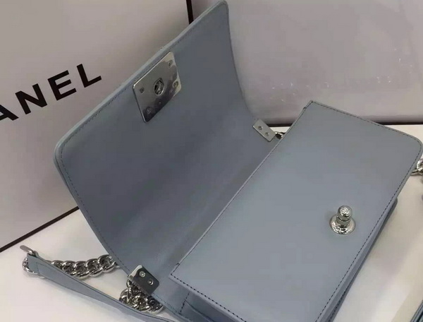 Chanel Small Chevron Le Boy Grey Calfskin for Sale