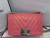 Chanel Small Chevron Le Boy Pink Calfskin for Sale