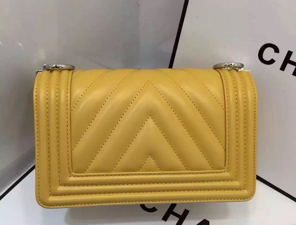 Chanel Small Chevron Le Boy Yellow Calfskin for Sale