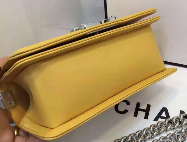 Chanel Small Chevron Le Boy Yellow Calfskin for Sale