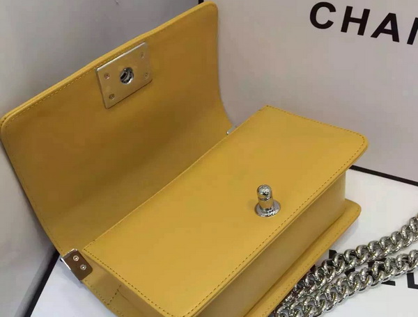 Chanel Small Chevron Le Boy Yellow Calfskin for Sale