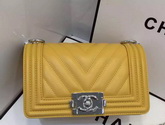 Chanel Small Chevron Le Boy Yellow Calfskin for Sale