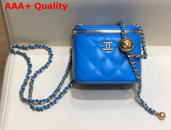 Chanel Small Classic Box with Chain Lambskin Gold Tone Metal Blue AP1447 Replica