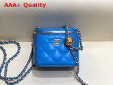 Chanel Small Classic Box with Chain Lambskin Gold Tone Metal Blue AP1447 Replica