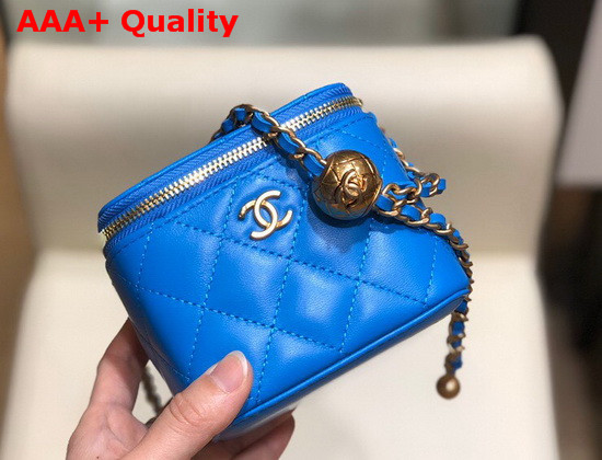 Chanel Small Classic Box with Chain Lambskin Gold Tone Metal Blue AP1447 Replica