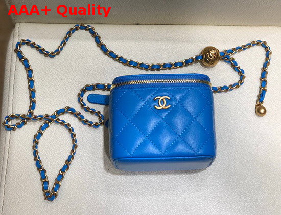 Chanel Small Classic Box with Chain Lambskin Gold Tone Metal Blue AP1447 Replica