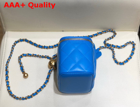 Chanel Small Classic Box with Chain Lambskin Gold Tone Metal Blue AP1447 Replica