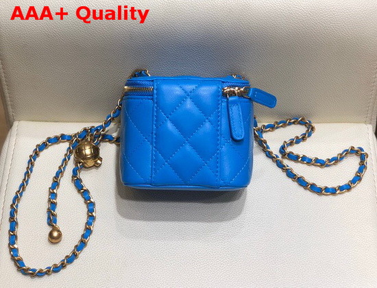 Chanel Small Classic Box with Chain Lambskin Gold Tone Metal Blue AP1447 Replica