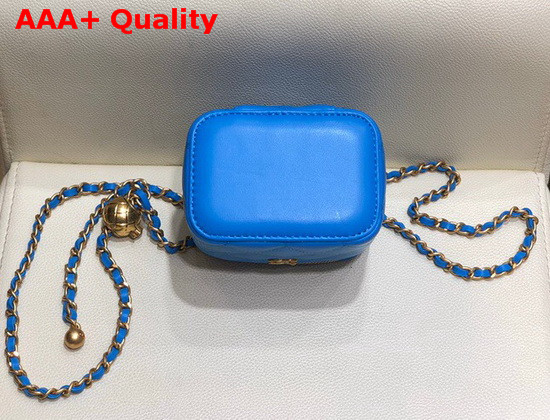 Chanel Small Classic Box with Chain Lambskin Gold Tone Metal Blue AP1447 Replica