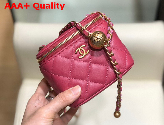 Chanel Small Classic Box with Chain Lambskin Gold Tone Metal Fuchsia AP1447 Replica