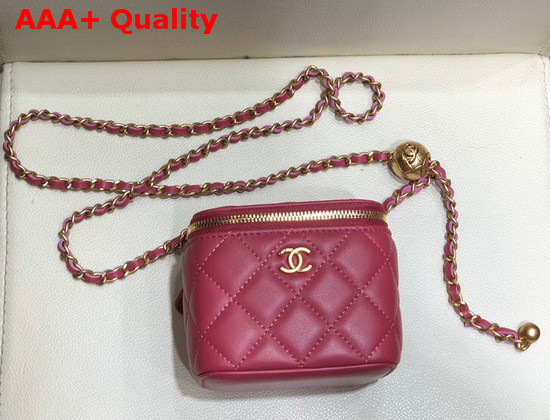 Chanel Small Classic Box with Chain Lambskin Gold Tone Metal Fuchsia AP1447 Replica