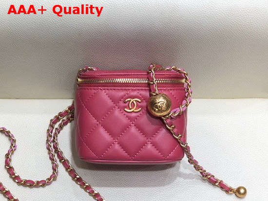 Chanel Small Classic Box with Chain Lambskin Gold Tone Metal Fuchsia AP1447 Replica