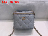 Chanel Small Classic Box with Chain Lambskin Gold Tone Metal Grey AP1447 Replica