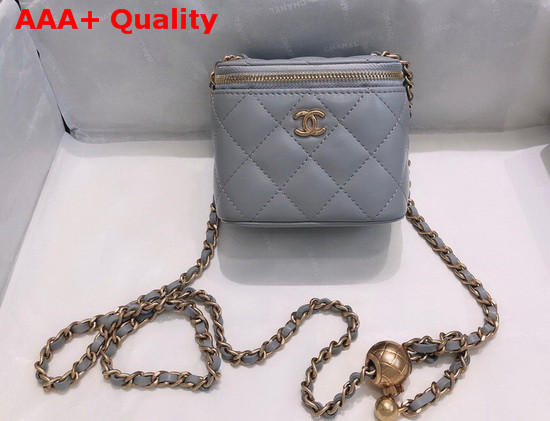 Chanel Small Classic Box with Chain Lambskin Gold Tone Metal Grey AP1447 Replica