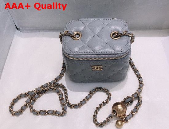 Chanel Small Classic Box with Chain Lambskin Gold Tone Metal Grey AP1447 Replica