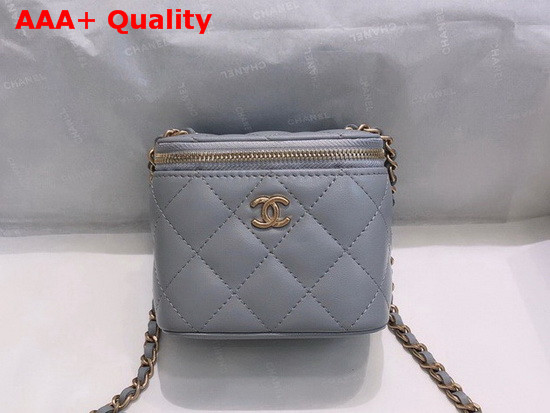 Chanel Small Classic Box with Chain Lambskin Gold Tone Metal Grey AP1447 Replica