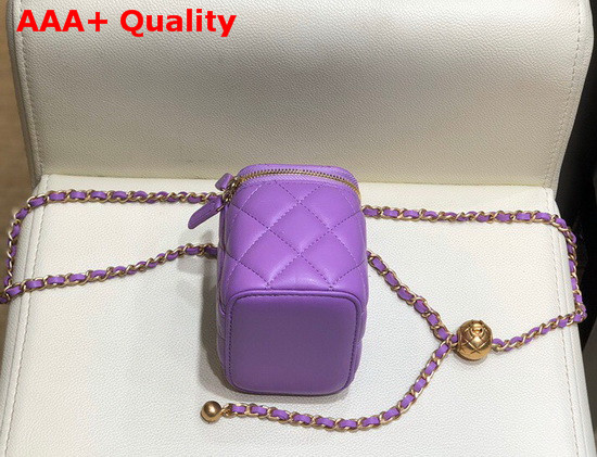 Chanel Small Classic Box with Chain Lambskin Gold Tone Metal Light Purple AP1447 Replica