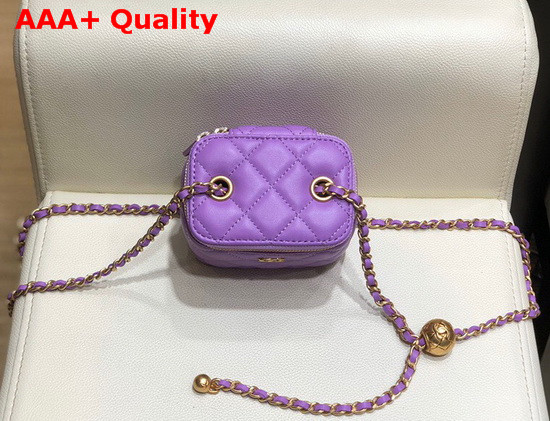 Chanel Small Classic Box with Chain Lambskin Gold Tone Metal Light Purple AP1447 Replica