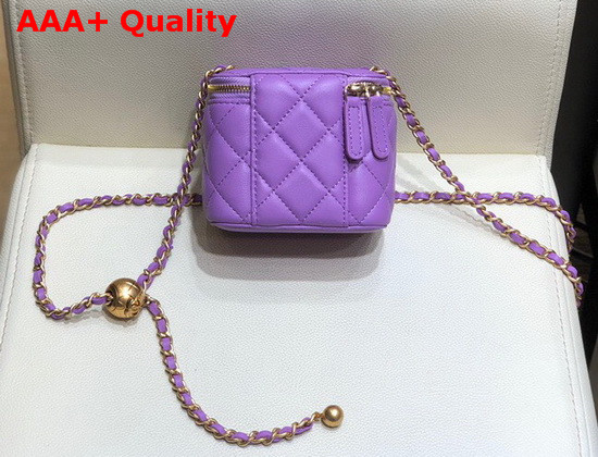 Chanel Small Classic Box with Chain Lambskin Gold Tone Metal Light Purple AP1447 Replica