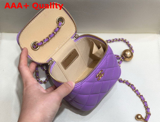 Chanel Small Classic Box with Chain Lambskin Gold Tone Metal Light Purple AP1447 Replica